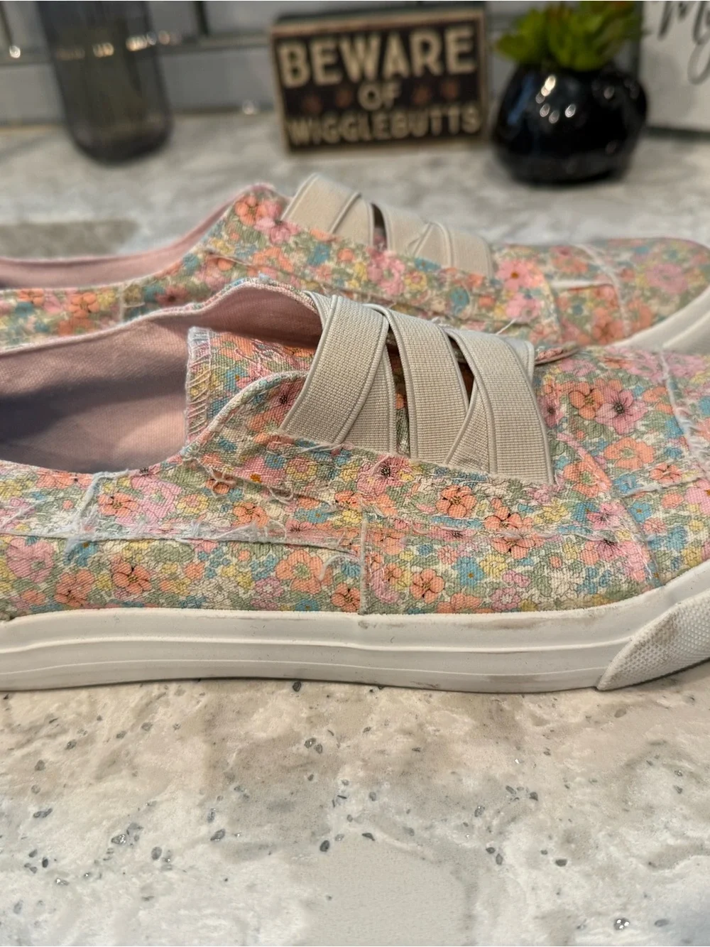 Blowfish Pastel Floral Slip-On Sneakers - Pink, Blue, Peach Size 9